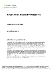 First Choice Health PPO Network Spokane Directory