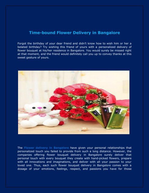 Time-bound Flower Delivery in Bangalore