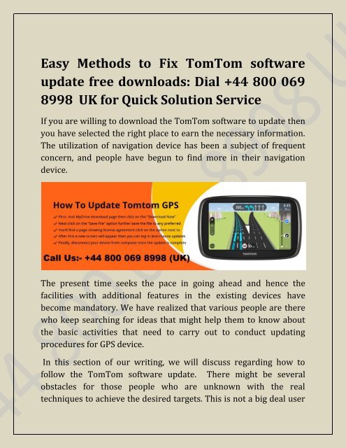 Tomtom GPS Support service
