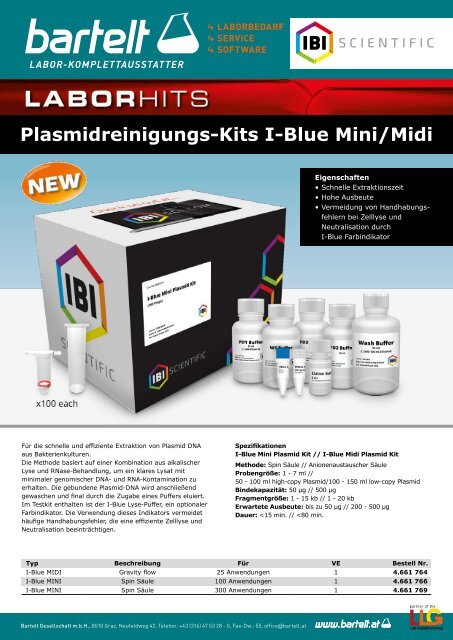 Flyer of the week Plasmidreinigungs-KITS Bartelt