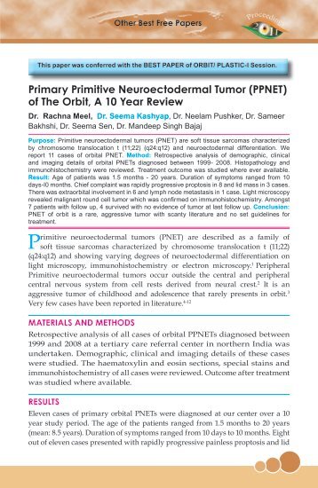 Primary Primitive Neuroectodermal Tumor (PPNET ... - aioseducation