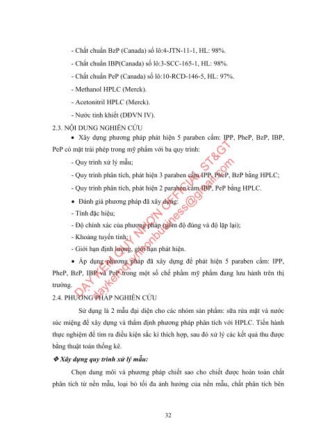 Nghiên cứu xây dựng quy trình phát hiện và định lượng một số paraben trong mỹ phẩm