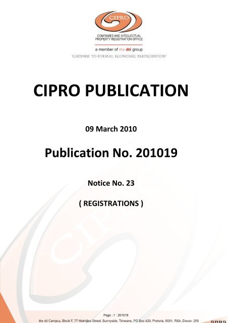 CIPRO PUBLICATION   "CIPC"is