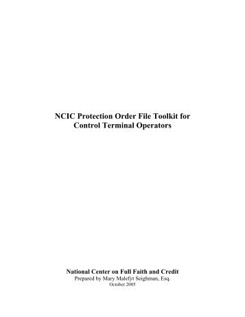 NCIC Protection Order Toolkit for