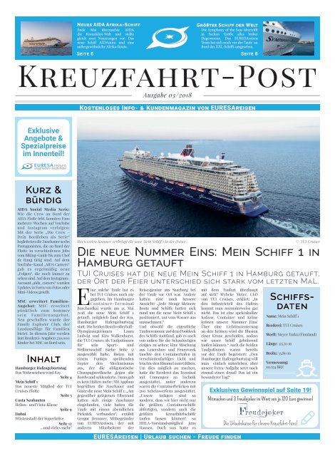 EURESAreisen Kreuzfahrt-Post - Ausgabe 03 / 2018