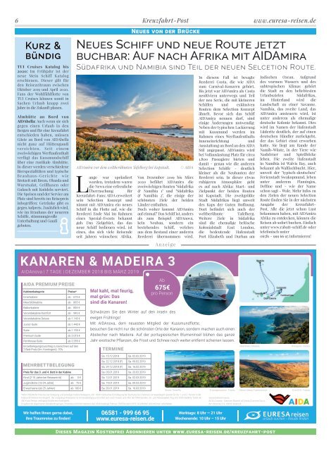 EURESAreisen Kreuzfahrt-Post - Ausgabe 03 / 2018