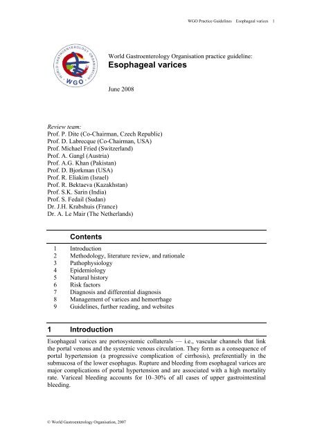 Esophageal Varices World Gastroenterology Organisation Esophageal Varices World Gastroenterology Organisation