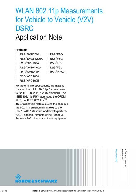 Wlan 802 11p Measurements For Vehicle To Rohde Schwarz
