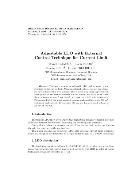 Adjustable LDO with External Control Technique for Current Limit