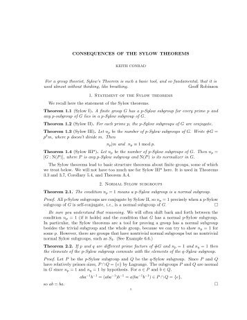 Statement of the Sylow theorems