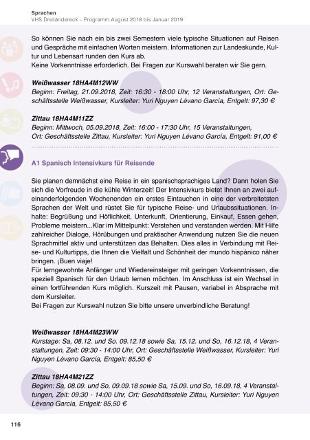 Herbstprogramm 2018 der Volkshochschule Dreiländereck