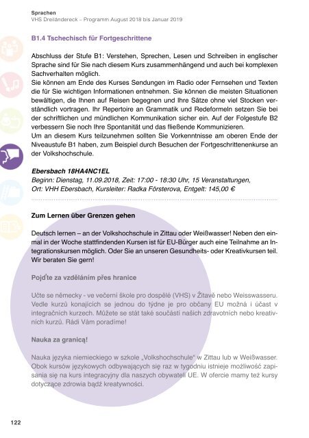 Herbstprogramm 2018 der Volkshochschule Dreiländereck