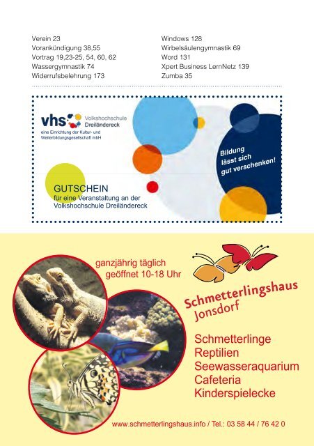 Herbstprogramm 2018 der Volkshochschule Dreiländereck