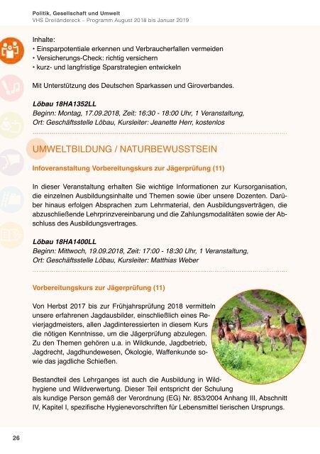 Herbstprogramm 2018 der Volkshochschule Dreiländereck