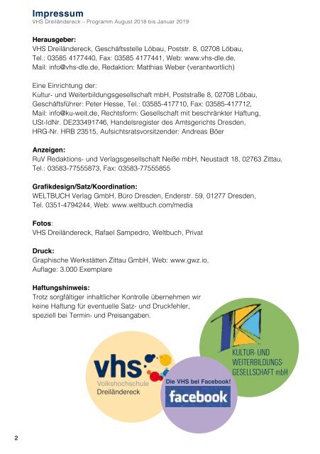 Herbstprogramm 2018 der Volkshochschule Dreiländereck