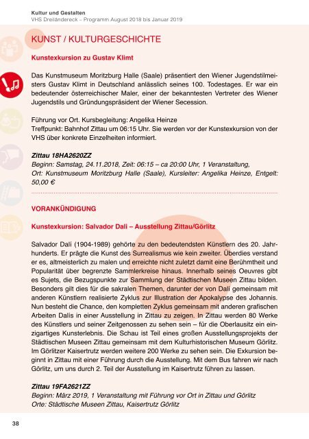 Herbstprogramm 2018 der Volkshochschule Dreiländereck