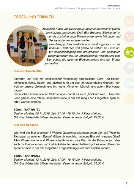 Herbstprogramm 2018 der Volkshochschule Dreiländereck