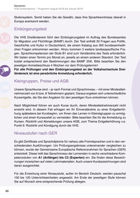 Herbstprogramm 2018 der Volkshochschule Dreiländereck