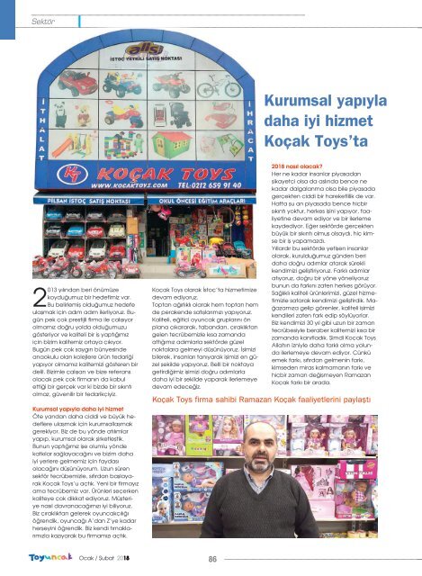 Toyuncak Ocak Şubat 2018