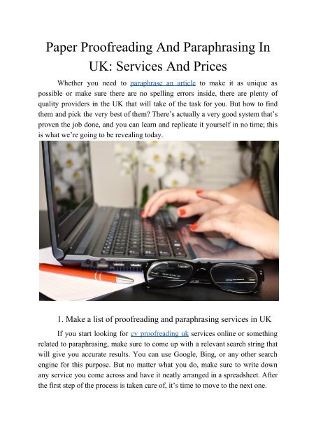 Paper Proofreading and Paraphrasing in UK: Services and Prices