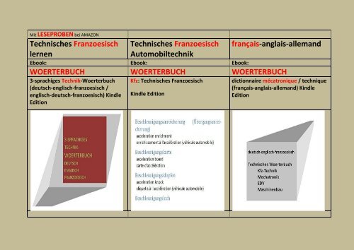 Technisches Englisch/ Franzoesisch: Ausbildung Automatiker Kfz-Mechatroniker Elektroniker