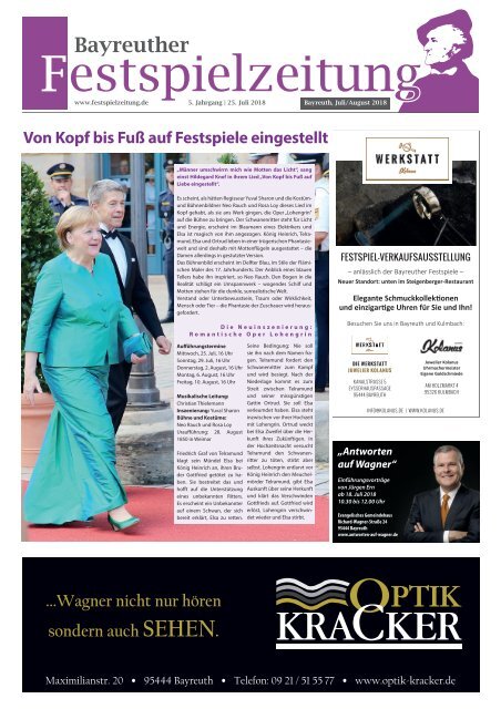 Festspielzeitung 2018 - Sonderausgabe der Bayreuther Sonntagszeitung
