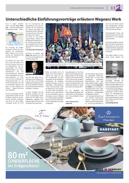 Festspielzeitung 2018 - Sonderausgabe der Bayreuther Sonntagszeitung