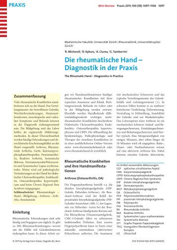 Die rheumatische Hand – Diagnostik in der Praxis - Berner Institut ...