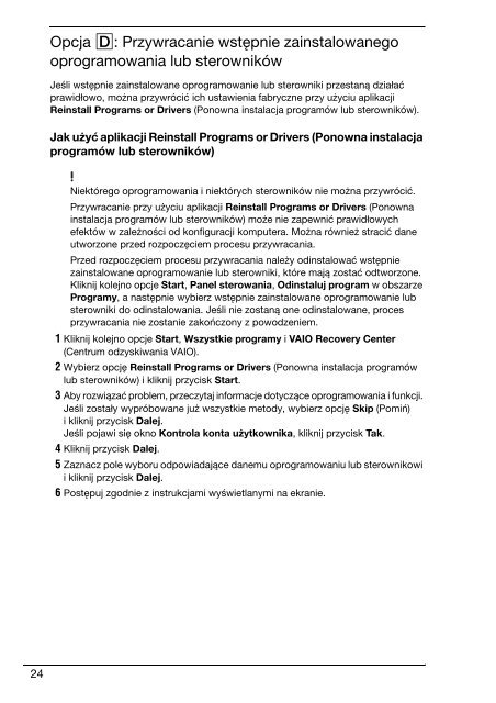 Sony VPCB11X9E - VPCB11X9E Guide de d&eacute;pannage Polonais