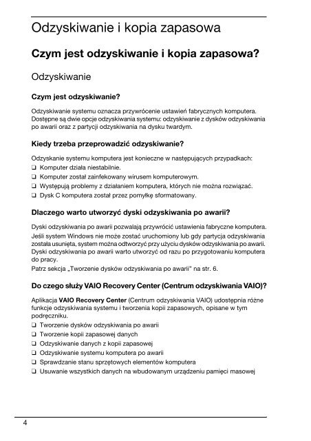 Sony VPCB11X9E - VPCB11X9E Guide de d&eacute;pannage Polonais