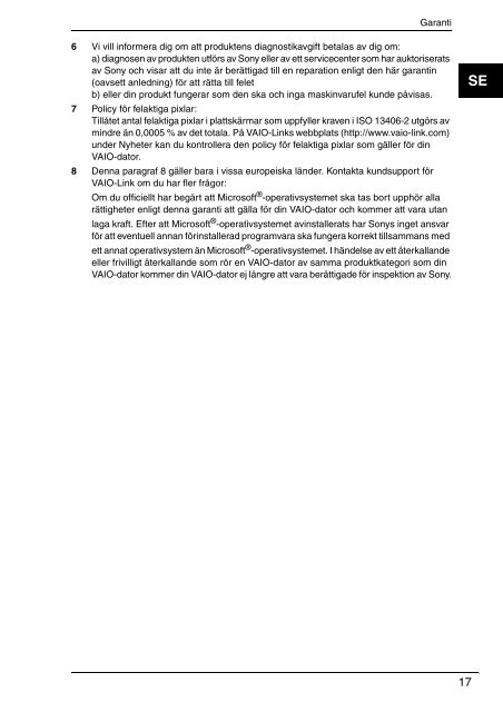 Sony VPCB11X9E - VPCB11X9E Documents de garantie Danois