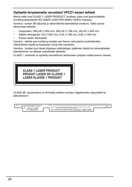 Sony VPCB11X9E - VPCB11X9E Documents de garantie Danois