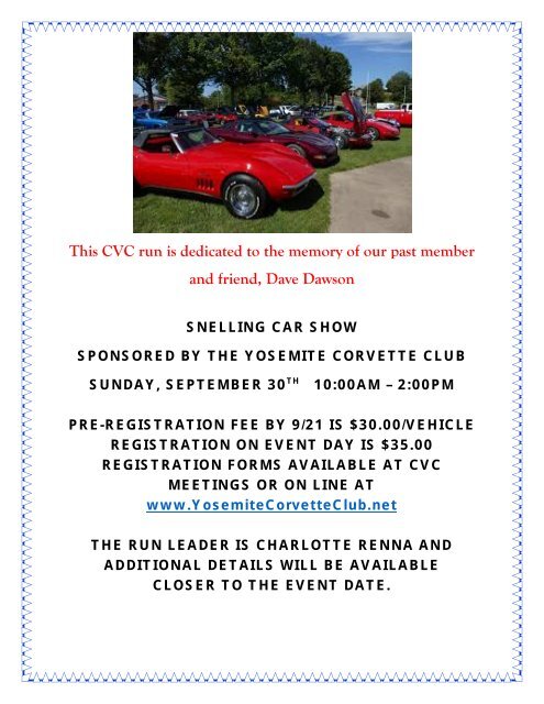 Central Valley Corvettes of Fresno - August 2018