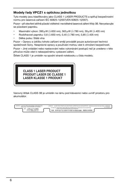 Sony VPCB11X9E - VPCB11X9E Documents de garantie Slovaque