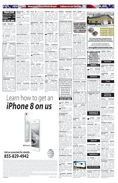 American Classifieds/Thrifty Nickel Bryan July 27th Edition Bryan/College Station