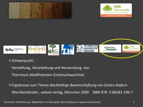 Thermoholz: + Eigenschaftsprofil - 2. Brandenburger Holzkonferenz