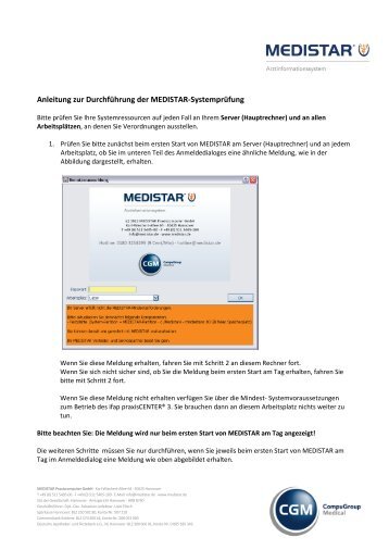 Anleitung zur Durchführung der MEDISTAR-Systemprüfung