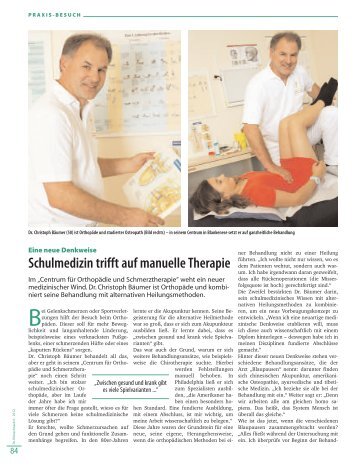 Schulmedizin trifft auf manuelle Therapie - Centrum für Orthopädie ...