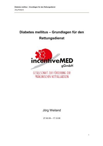 Diabetes Mellitus - Grundlagen für den Rettungsdienst - incentiveMED