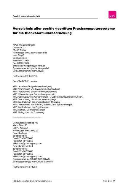 Zertifizierte Software Blankoformularbedruckung Stand 10.11.2004