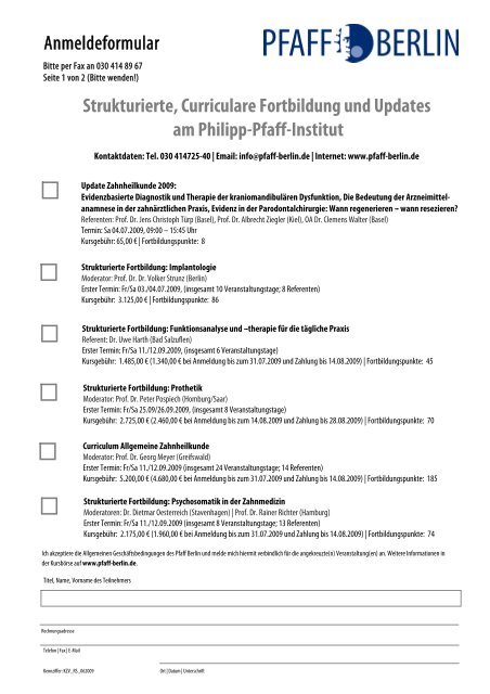 Fortbildungen am Philipp-Pfaff-Institut - Kassenzahnärztliche ...