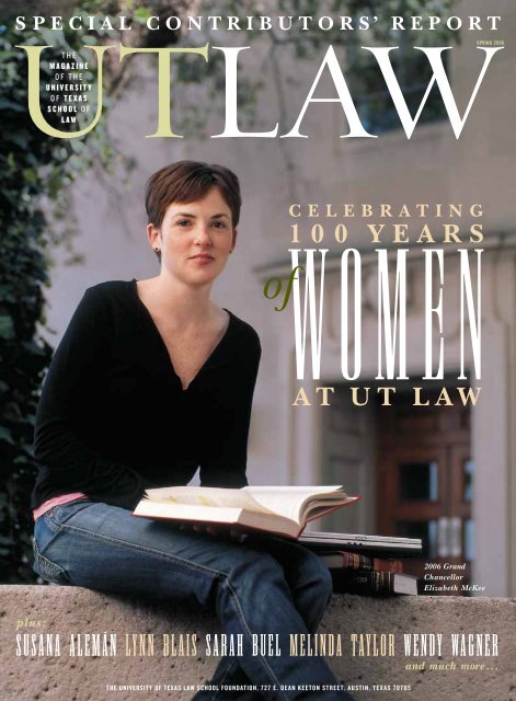 report celebrating 100 years womenat ut law - The University of ...