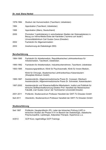 Vita (PDF, 120 KB) - Studienzentrum Prof. Hanefeld