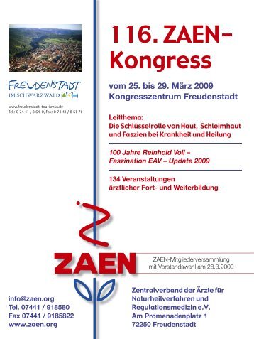 116. ZAEN-Kongress - Zentralverband der Ärzte für Naturheilverfahren