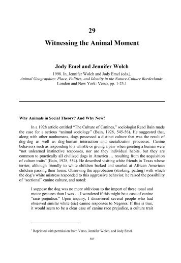 29 Witnessing the Animal Moment Jody Emel and ... - Praxis (e)Press