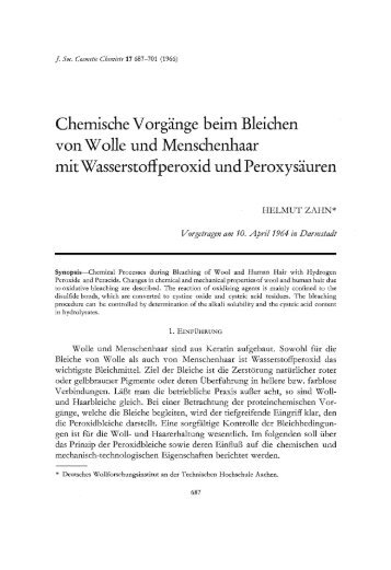 Chemische Vorgnge beim Bleichen yon Wolle und Menschenhaar ...