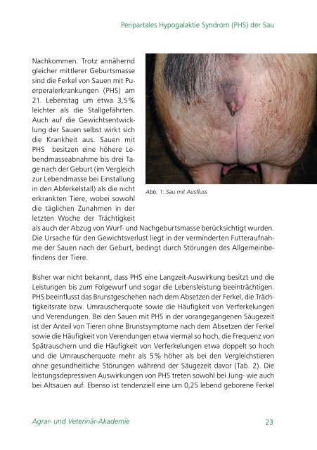 Peripartales Hypogalaktie Syndrom (PHS) der Sau - und Veterinär ...