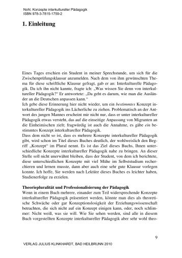 Nohl Konzepte interkultureller Pädagogik - 2 ... - Julius Klinkhardt