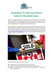 Guidelines To Sell Your House Faster In Houston,Texas