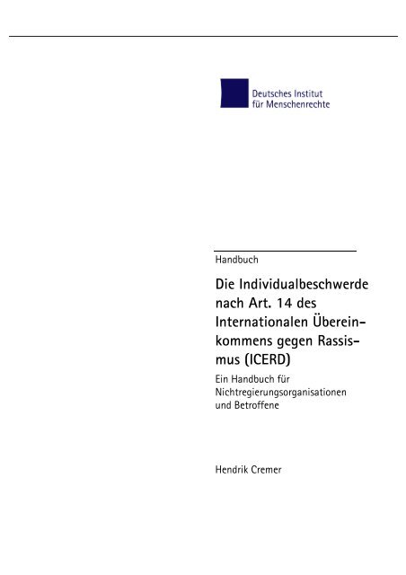 Die Individualbeschwerde nach Art. 14 - Deutsches Institut für ...